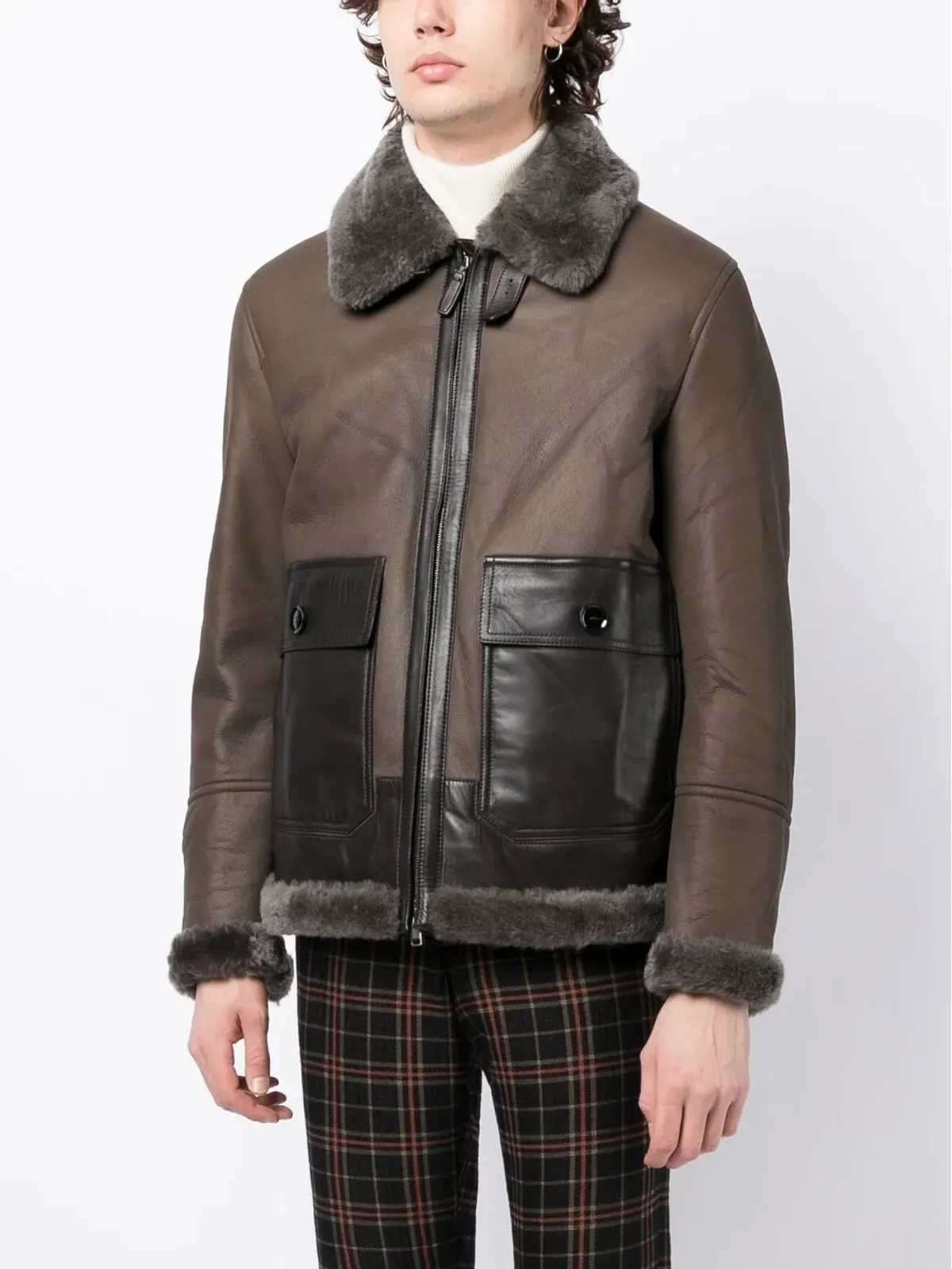 Brioni シアリングパネルドラムスキンジャケット - 画像3