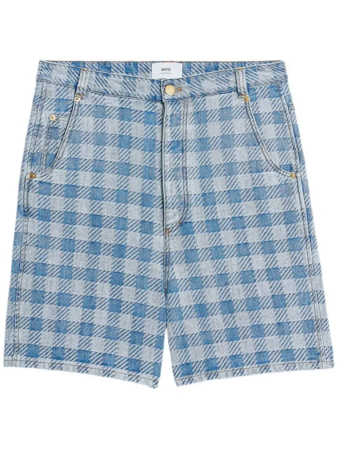 AMI Paris AMI Paris Alex チェック柄デニムショーツの商品画像