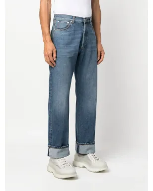 Alexander McQueen turn-up cuff straight-leg jeans - Blue - サムネイル3