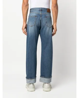 Alexander McQueen turn-up cuff straight-leg jeans - Blue - サムネイル4