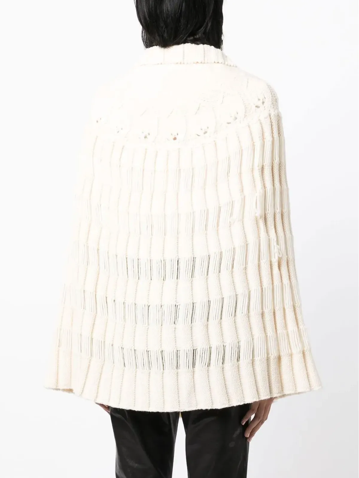 Saint Laurent Pre-Owned チャンキー編みクロシェ ポンチョ - 画像4