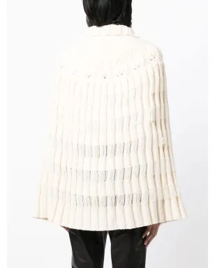 Saint Laurent Pre-Owned チャンキー編みクロシェ ポンチョ - サムネイル4