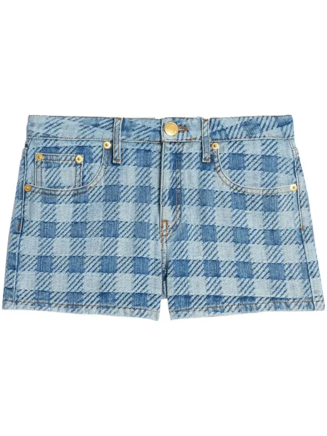 AMI Paris AMI Paris ミニチェック柄デニムショーツ ブルーの商品画像