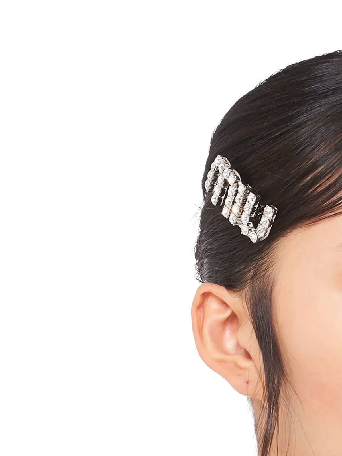 Miu Miu クリスタル装飾ロゴヘアクリップ - 画像2