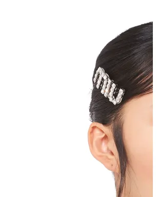 Miu Miu クリスタル装飾ロゴヘアクリップ - サムネイル2