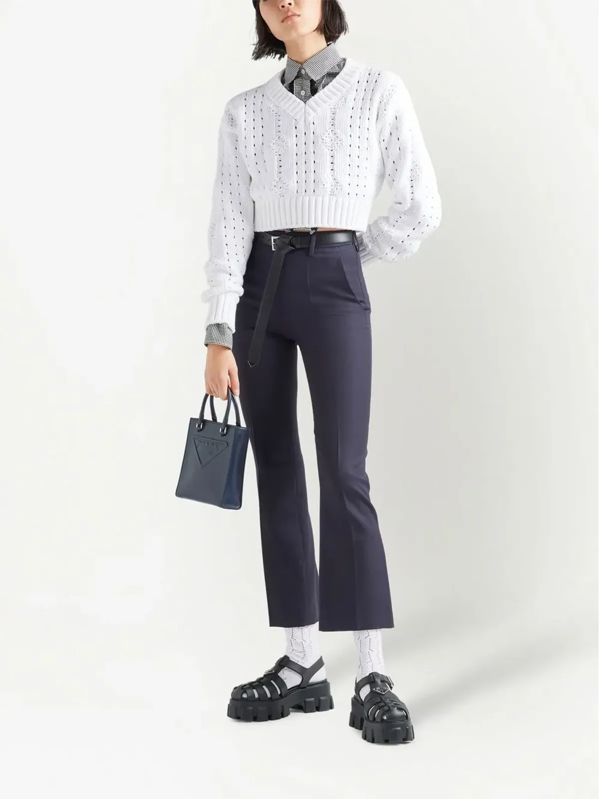 Prada ギャバジン ウール フレアパンツ - 画像2