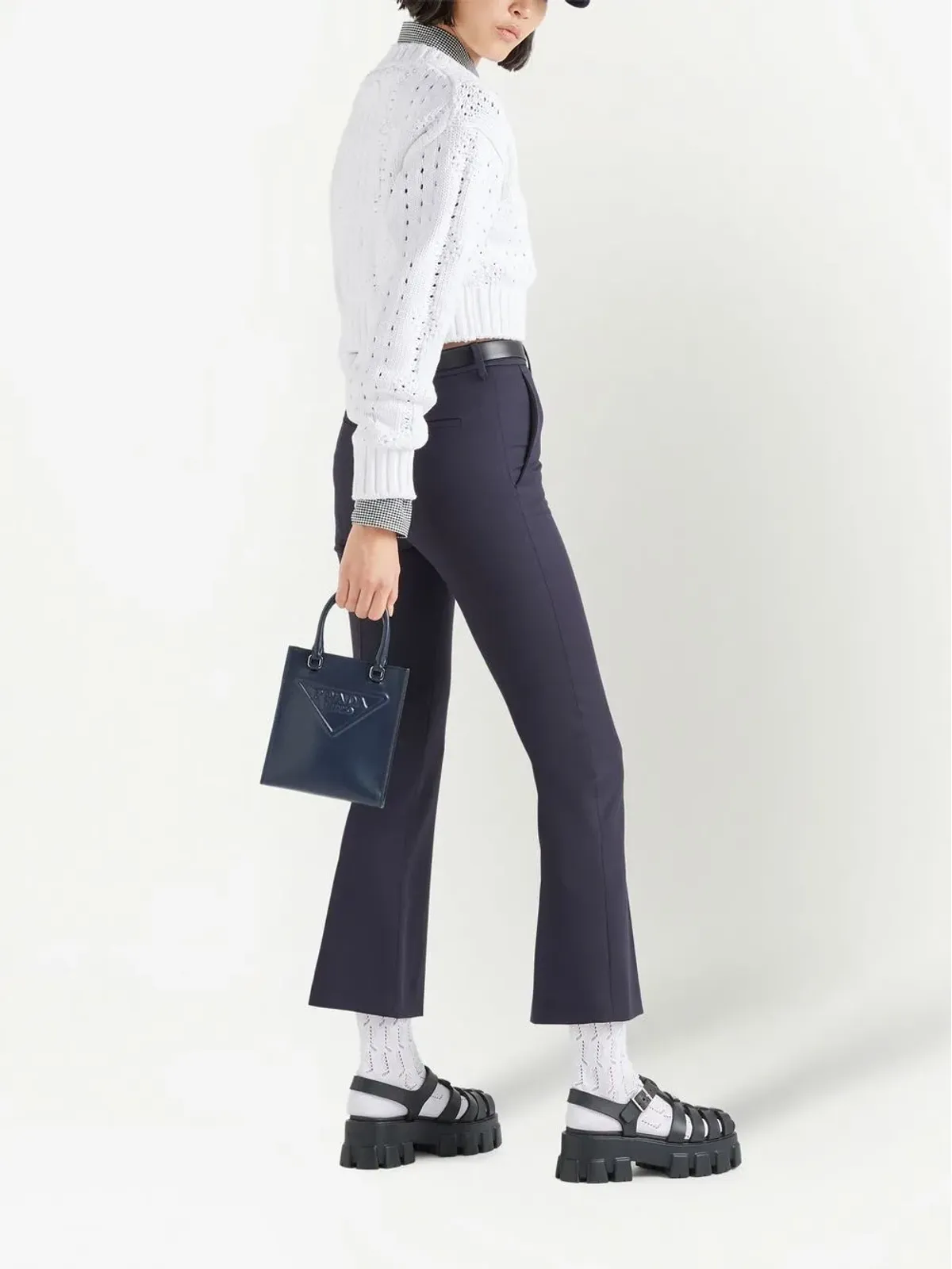 Prada ギャバジン ウール フレアパンツ - 画像3