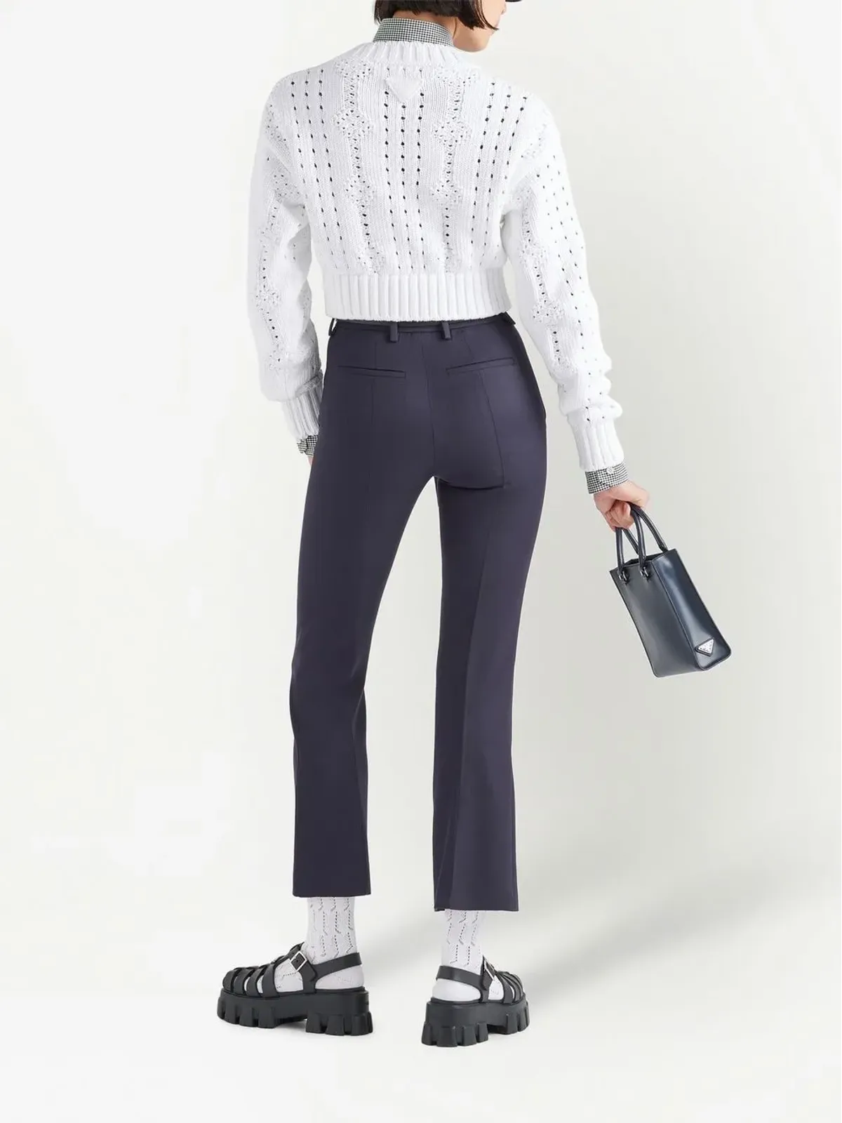 Prada ギャバジン ウール フレアパンツ - 画像4