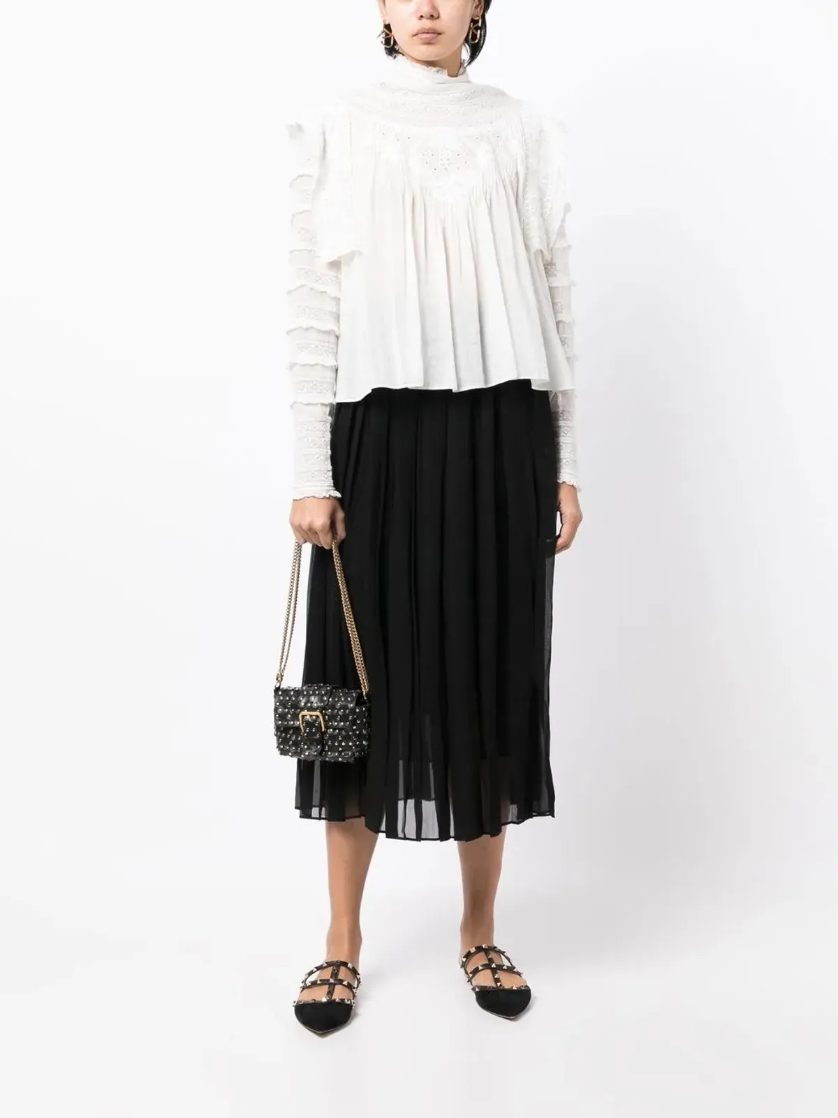 Gucci Pre-Owned シアーギャザー ミディスカート - 画像2