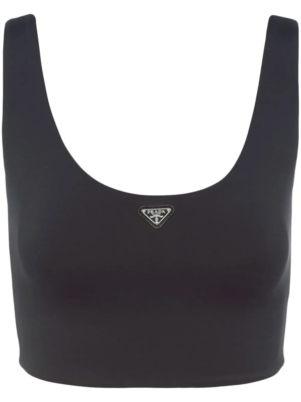 Prada トライアングルロゴ ジャージー クロップトップ - ブラック - 画像1