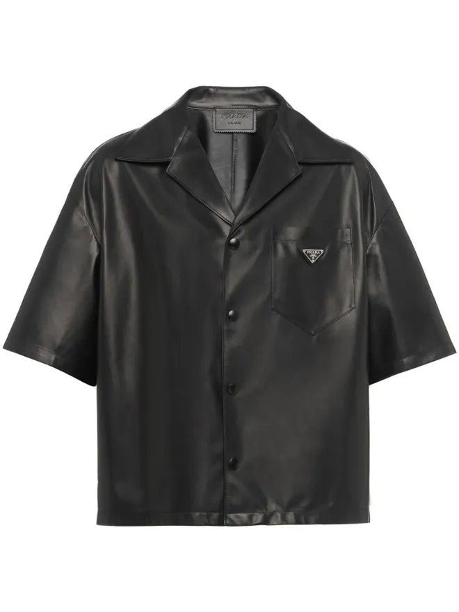 Prada Prada nappa-leather bowling shirt - Blackの商品画像