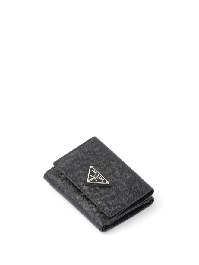 Prada Prada 小さなロゴプレート レザー ウォレット - ブラックの商品画像