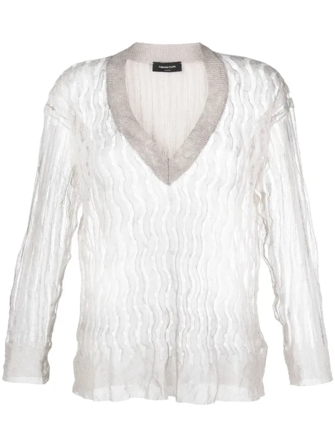 Fabiana Filippi Fabiana Filippi オープンニットVネックジャンパーの商品画像