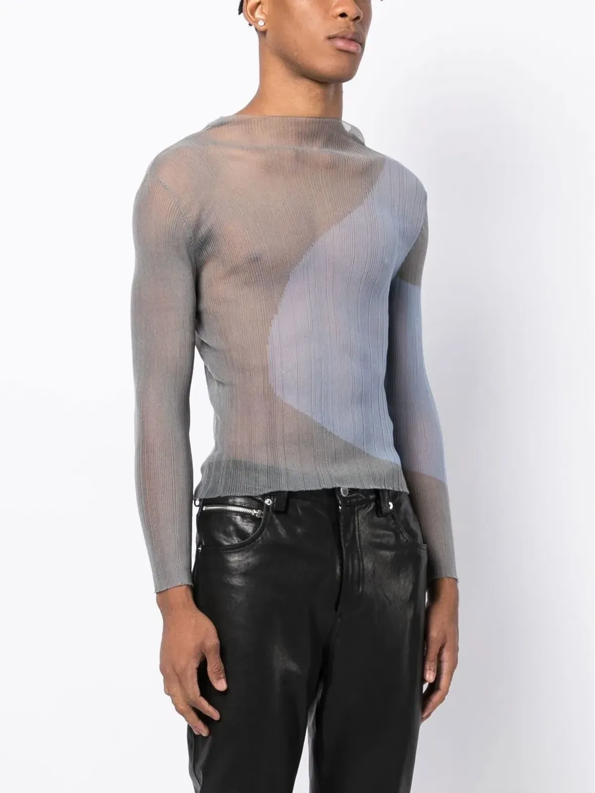 Eckhaus Latta 水彩風ロングスリーブトップ - ブルー - 画像4