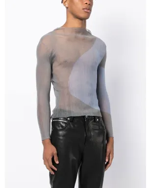 Eckhaus Latta 水彩風ロングスリーブトップ - ブルー - サムネイル4