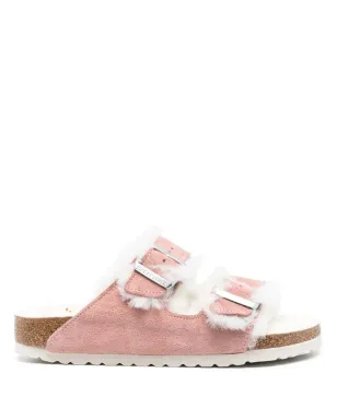 Birkenstock shearling double buckle slides - Pink - サムネイル1