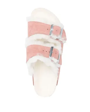 Birkenstock shearling double buckle slides - Pink - サムネイル4