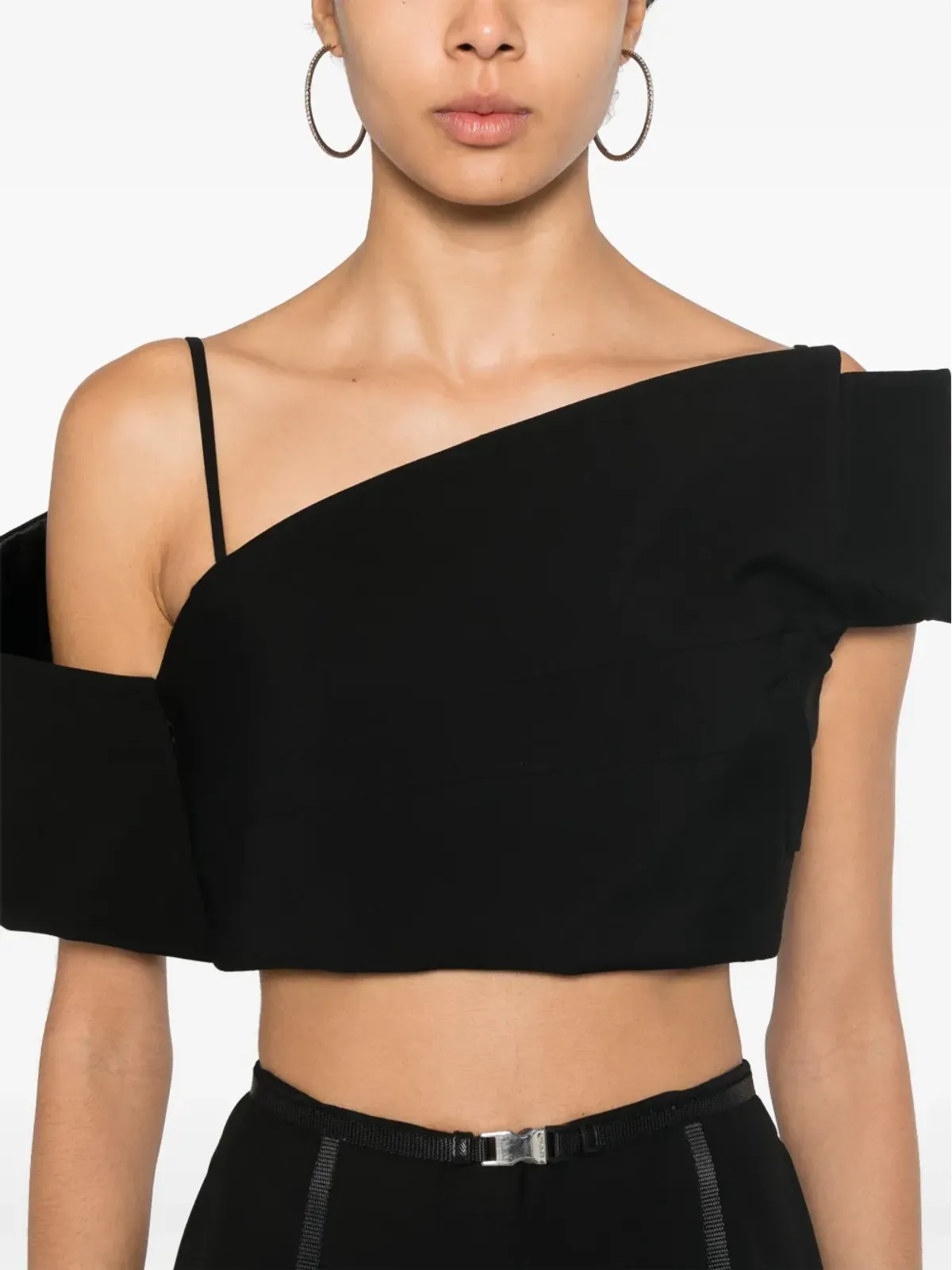 Alexander McQueen デコンストラクテッド アシンメトリック クロップトップ - ブラック - 画像5