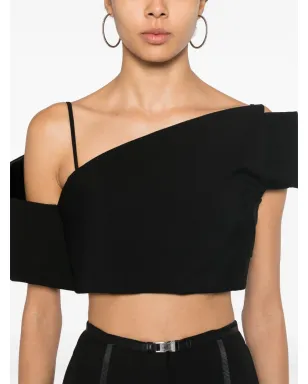 Alexander McQueen デコンストラクテッド アシンメトリック クロップトップ - ブラック - サムネイル5