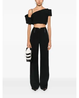 Alexander McQueen デコンストラクテッド アシンメトリック クロップトップ - ブラック - サムネイル2