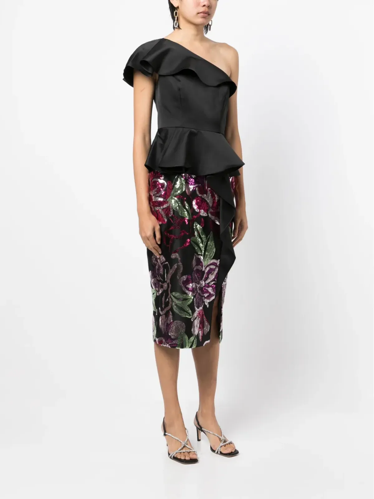 Marchesa Notte スパンコール装飾ドレス - ブラック - 画像3