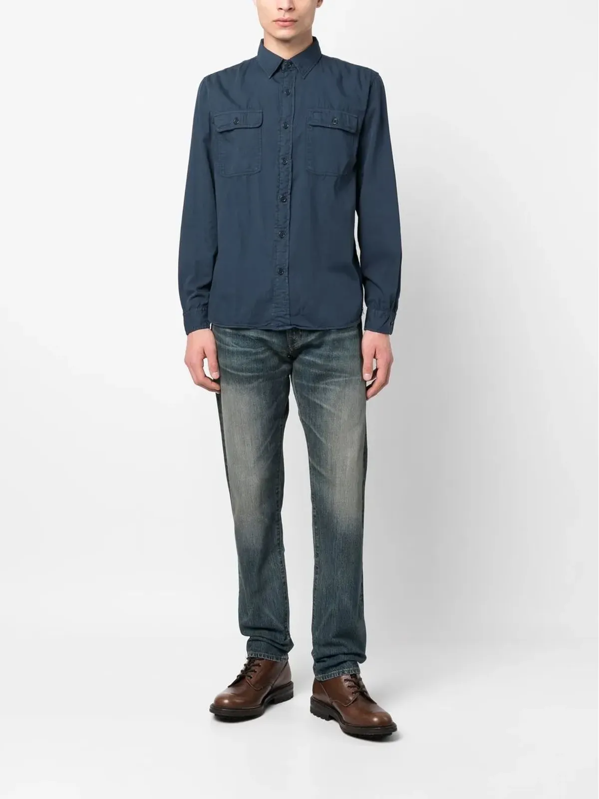Ralph Lauren RRL ストレートレッグ ウォッシュドデニムジーンズ - ブルー - 画像2