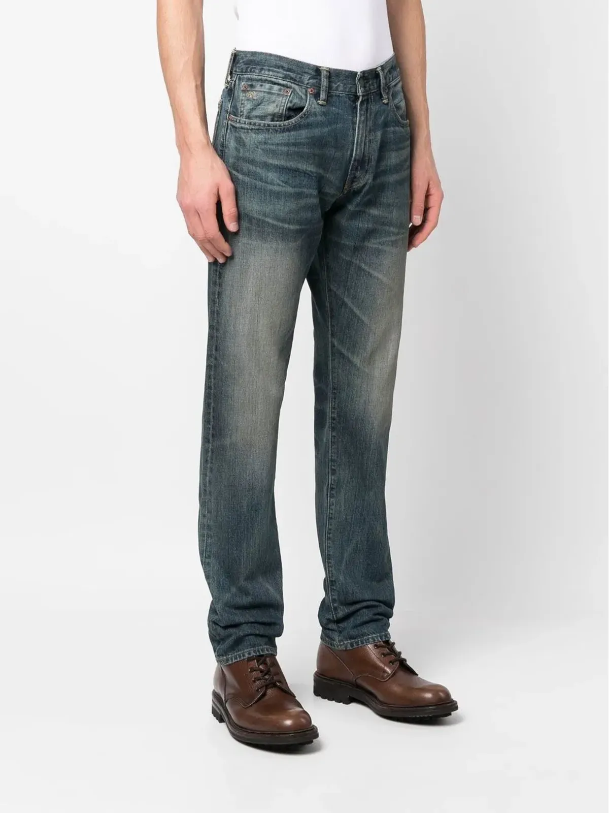 Ralph Lauren RRL ストレートレッグ ウォッシュドデニムジーンズ - ブルー - 画像3