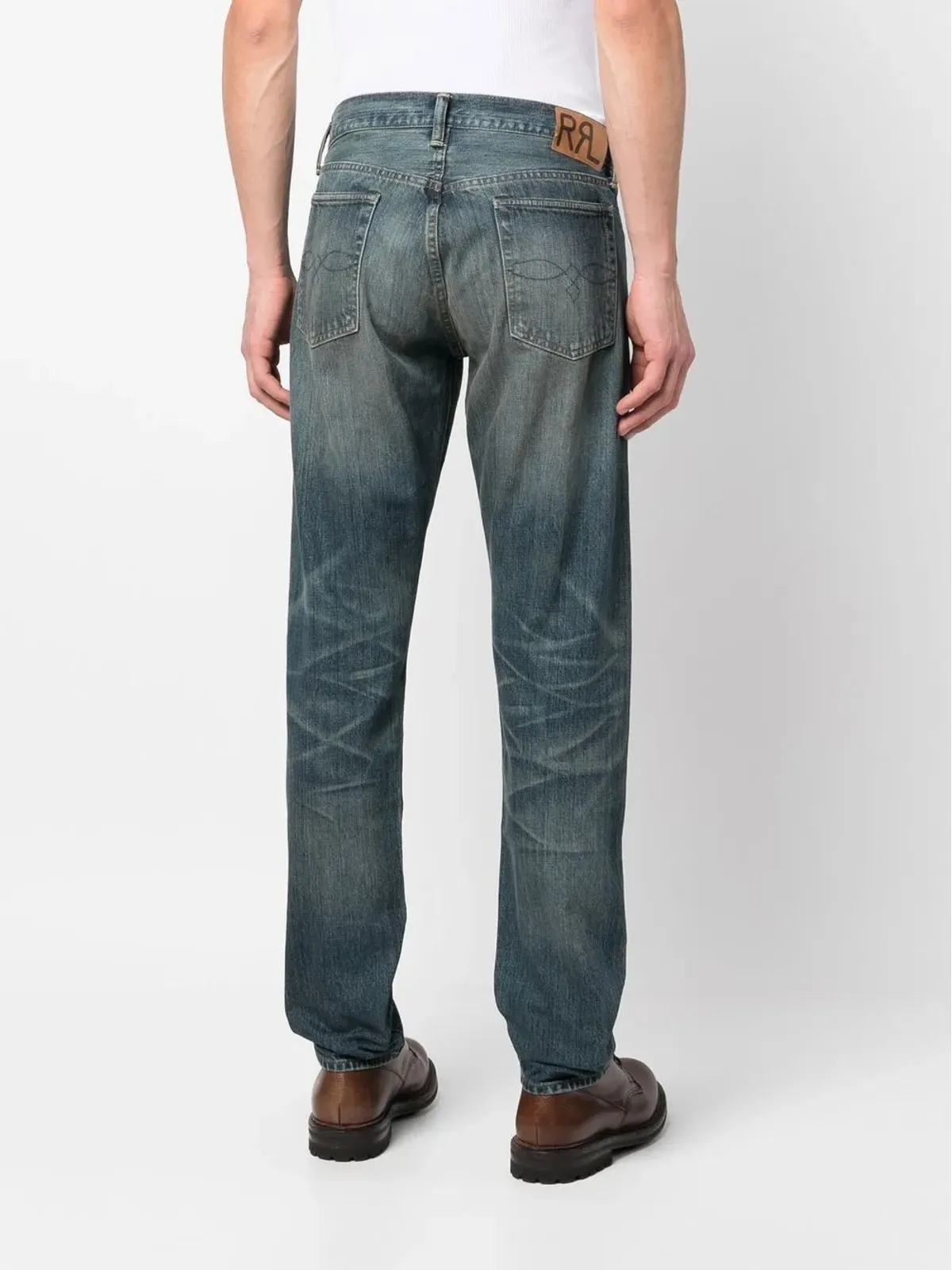 Ralph Lauren RRL ストレートレッグ ウォッシュドデニムジーンズ - ブルー - 画像4