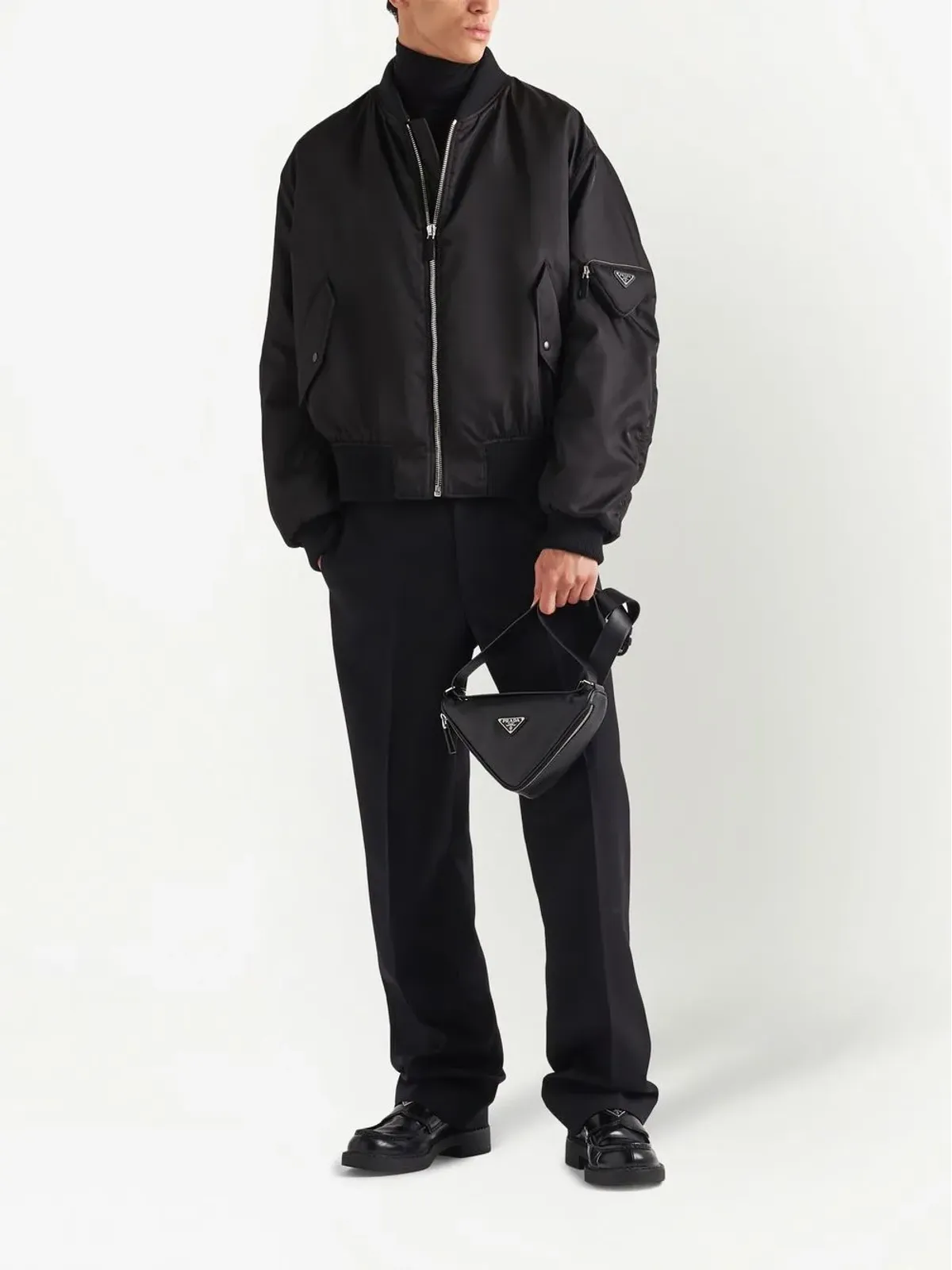 Prada ジップドボンバージャケット ブラック - 画像2