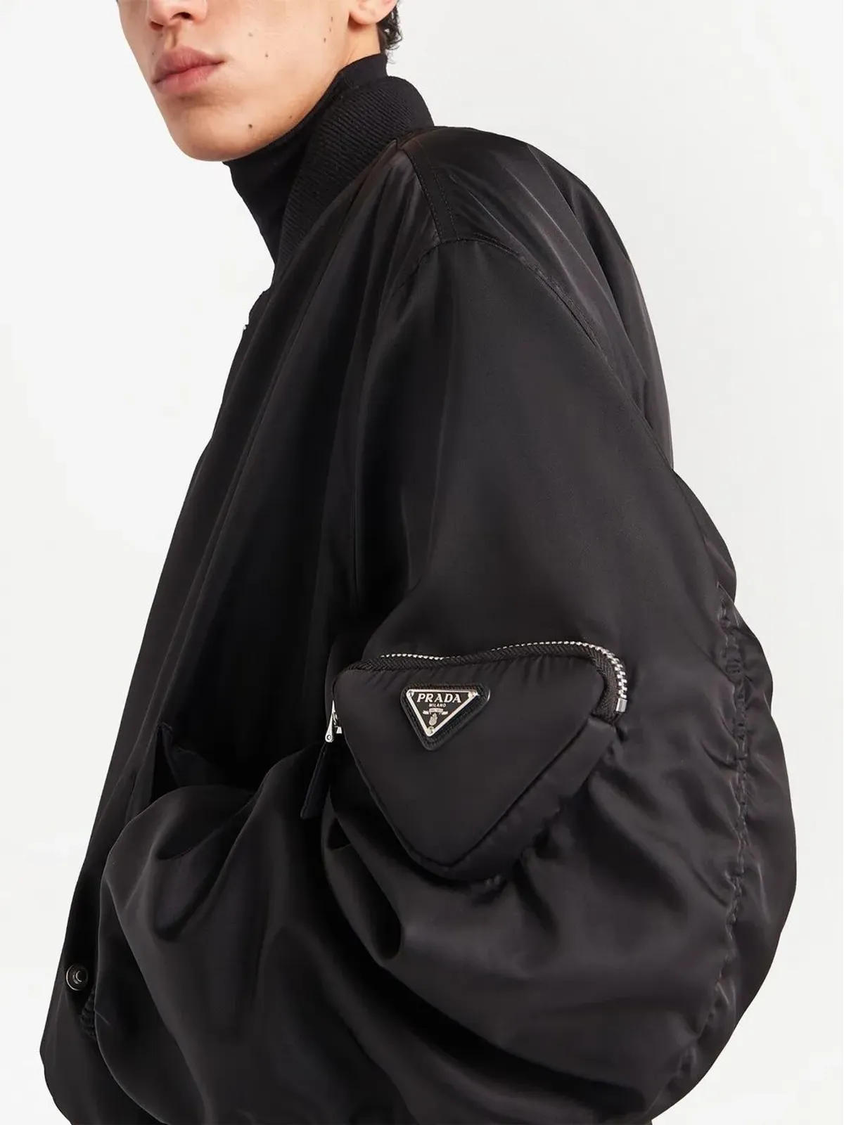 Prada ジップドボンバージャケット ブラック - 画像4