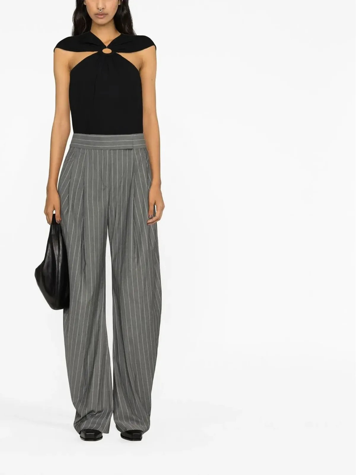Stella McCartney リングハードウェア・コールドショルダーTシャツ（ブラック） - 画像2