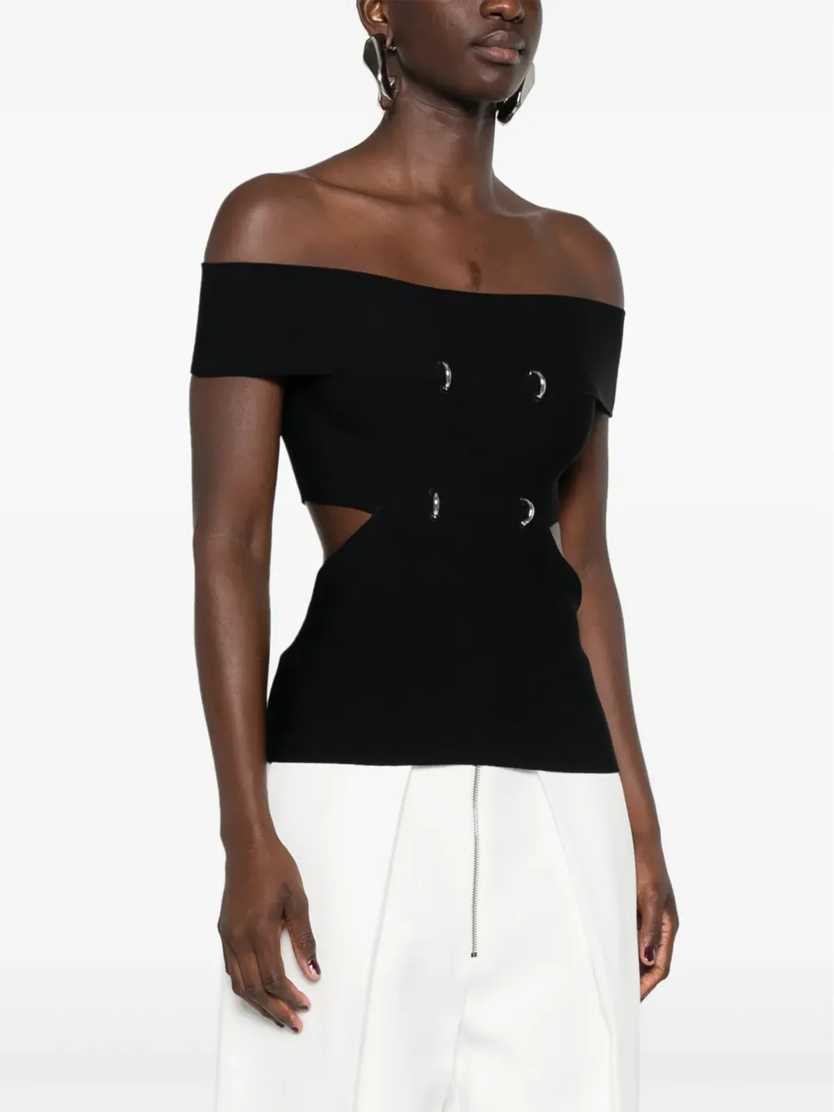 Alexander McQueen カットアウト・オフショルダートップ - 画像3