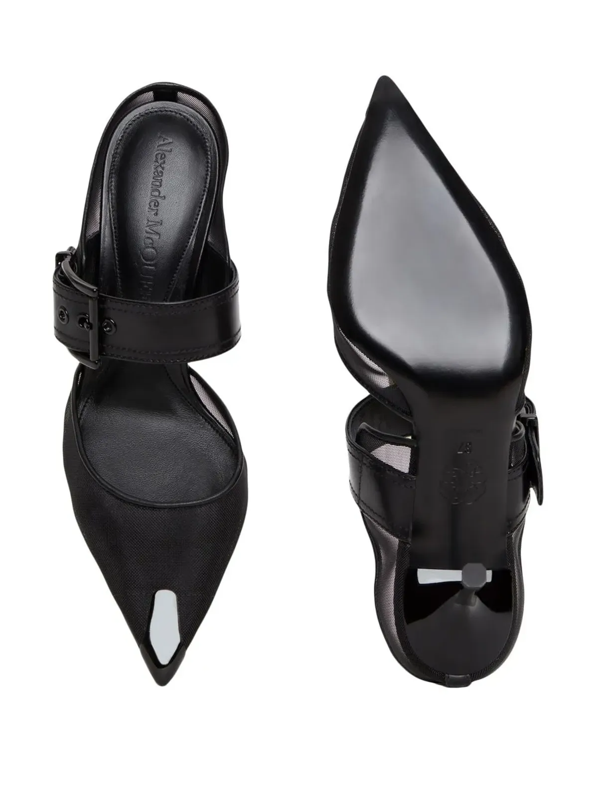 Alexander McQueen 65mm パンクバックル メッシュミュール - 画像4