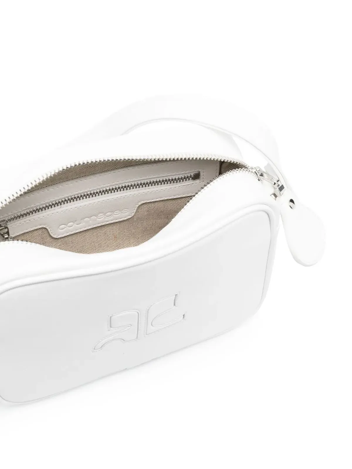 Courrèges ロゴパッチ レザー カメラバッグ - White - 画像5