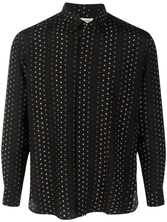 Saint Laurent Saint Laurent ポルカドットプリントシャツ - ブラックの商品画像