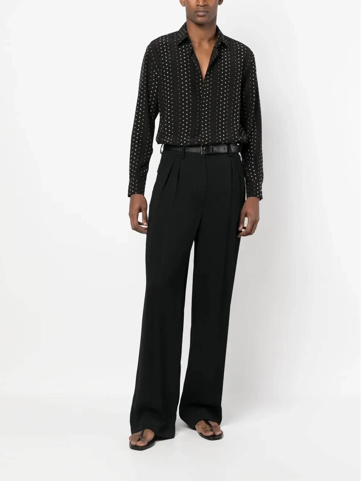Saint Laurent ポルカドットプリントシャツ - ブラック - 画像2