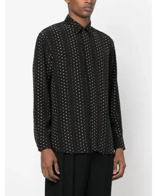 Saint Laurent ポルカドットプリントシャツ - ブラック - サムネイル3