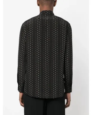 Saint Laurent ポルカドットプリントシャツ - ブラック - サムネイル4