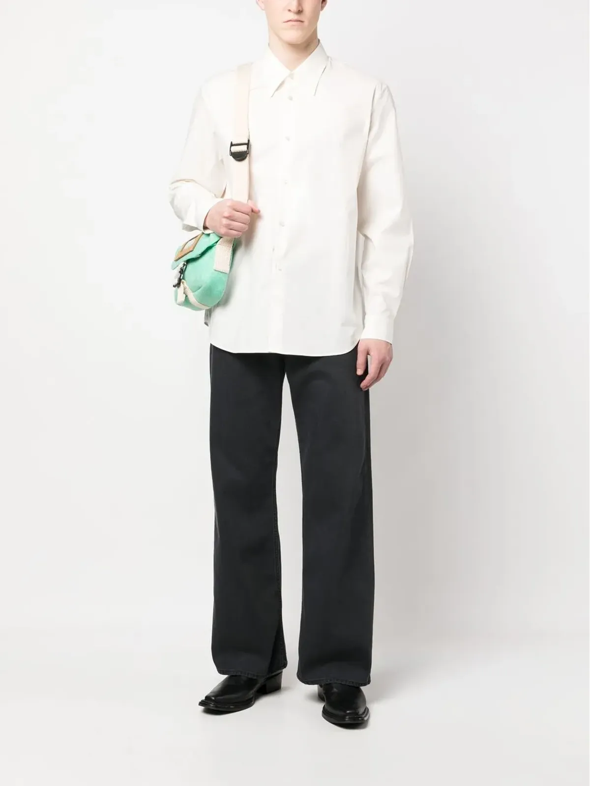 Acne Studios ポインテッドカラー ストレッチコットン シャツ - 画像2