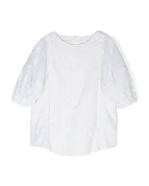 Chloé Kids 刺繍入りオーガニックコットンボイル ブラウス - White - サムネイル1