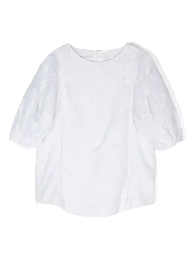 Chloé Kids Chloé Kids 刺繍入りオーガニックコットンボイル ブラウス - Whiteの商品画像