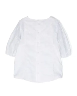 Chloé Kids 刺繍入りオーガニックコットンボイル ブラウス - White - サムネイル2
