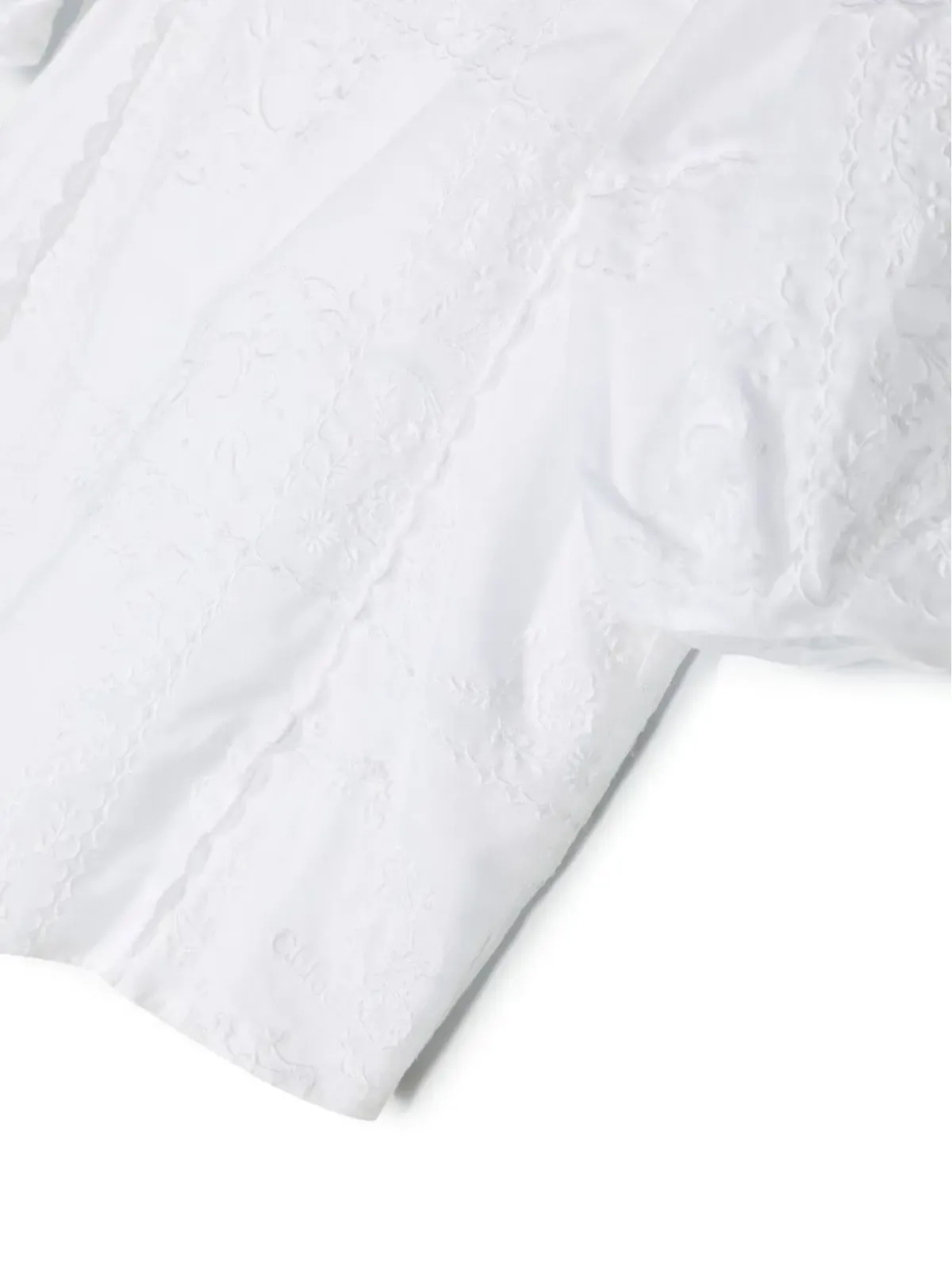 Chloé Kids 刺繍入りオーガニックコットンボイル ブラウス - White - 画像3