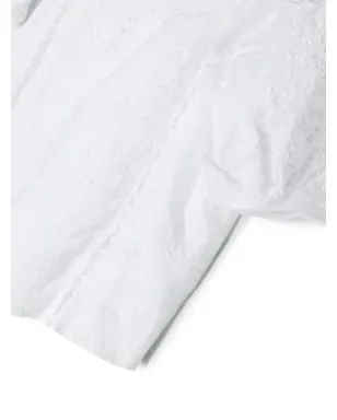 Chloé Kids 刺繍入りオーガニックコットンボイル ブラウス - White - サムネイル3