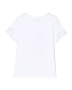 Lanvin Enfant floral-print sequin detail T-shirt - White - サムネイル2
