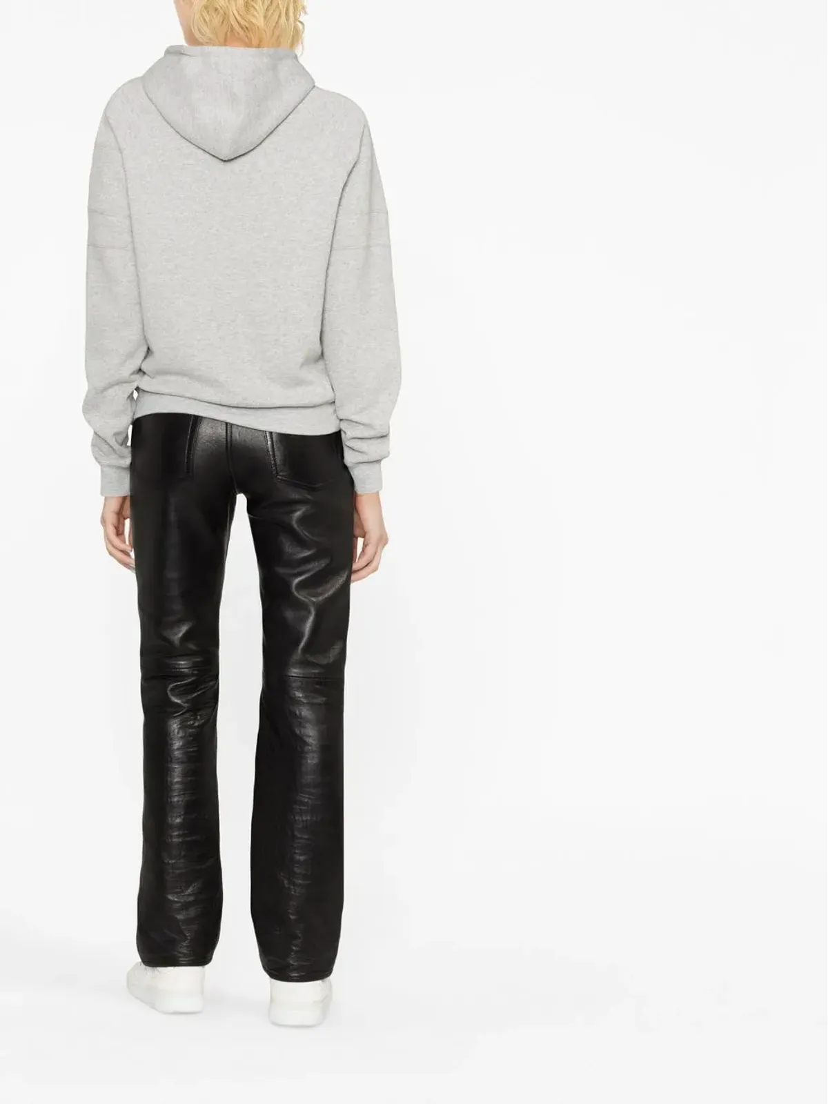 Saint Laurent 刺繍ロゴ コットン フーディ グレー - 画像4