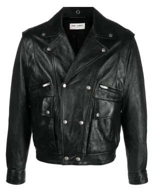 Saint Laurent シワ加工レザー ジャケット ブラック - サムネイル1