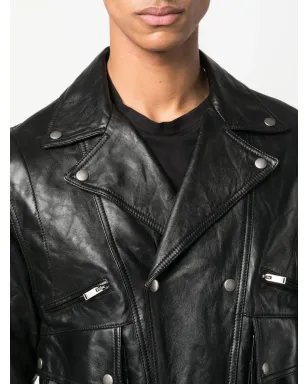 Saint Laurent シワ加工レザー ジャケット ブラック - サムネイル5