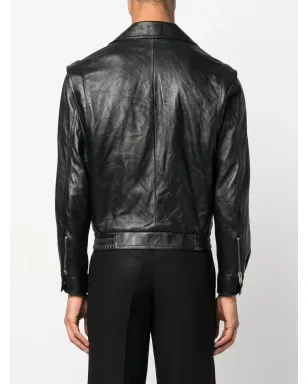 Saint Laurent シワ加工レザー ジャケット ブラック - サムネイル4