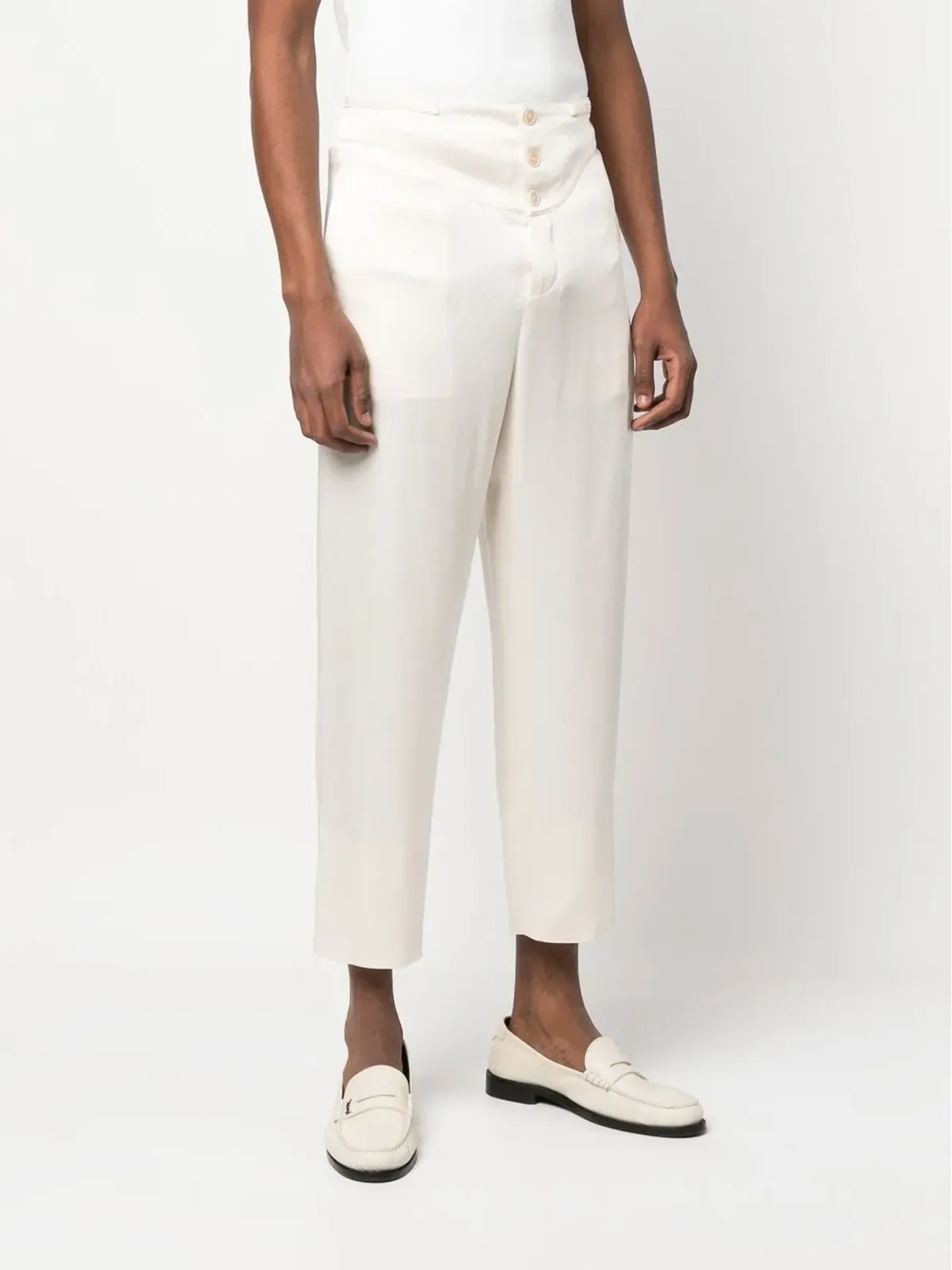 Saint Laurent ボタン付きスリムパンツ - Neutrals - 画像3